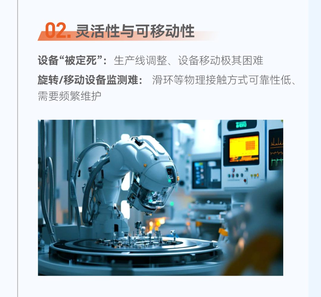 无线传感器不仅仅是“去掉线缆而是生产数据化、智能化转型的关键基础设施。工业无线通信技术通过搭建起生产数据的全面互联网络，为智能制造系统提供了丰富而准确的数据支持，让智能制造系统能够基于数据进行科学、精准的优化调整。